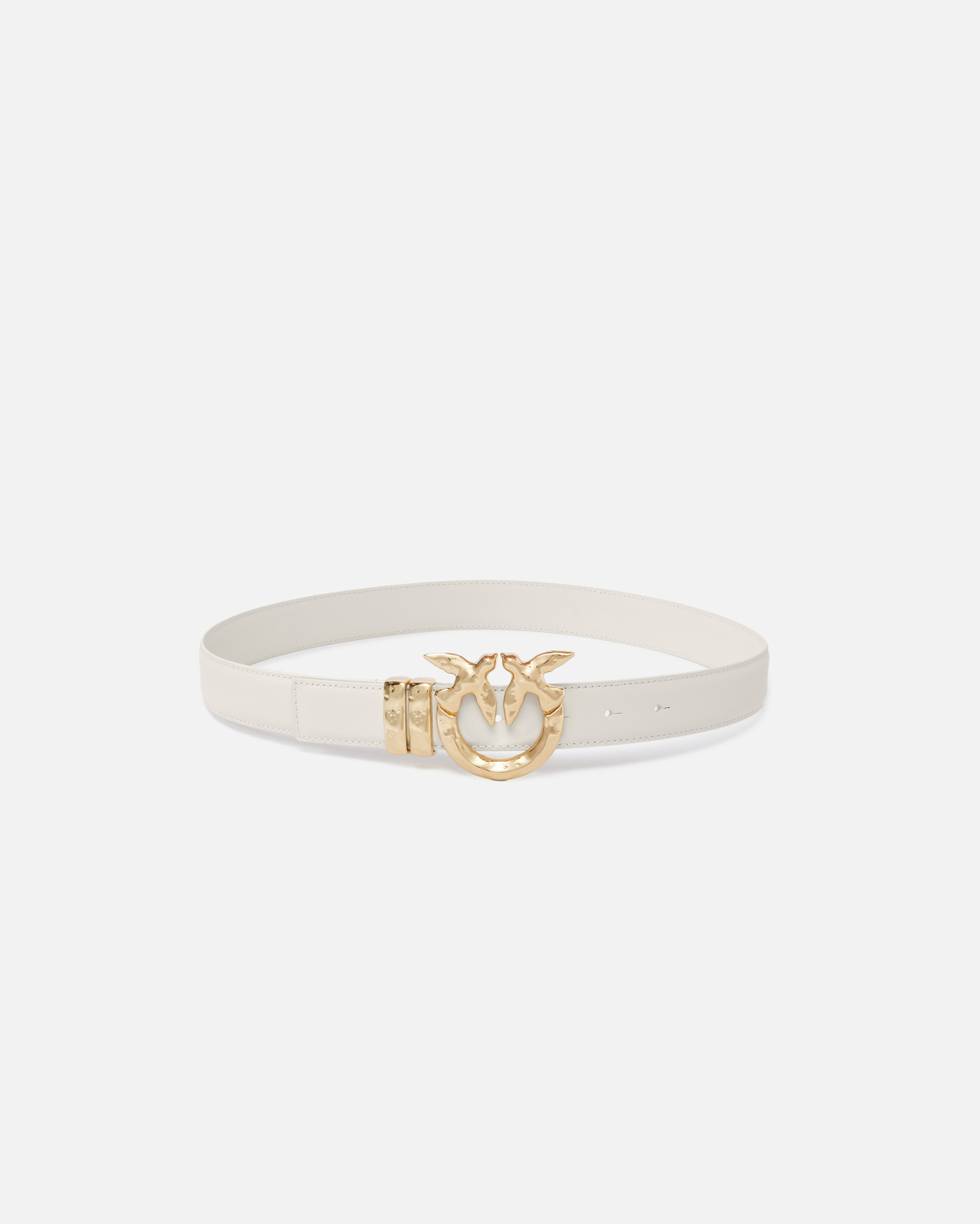 Pinko Leather Belt With Hammered Metal Buckle 3 Cm Silk  display picture 2