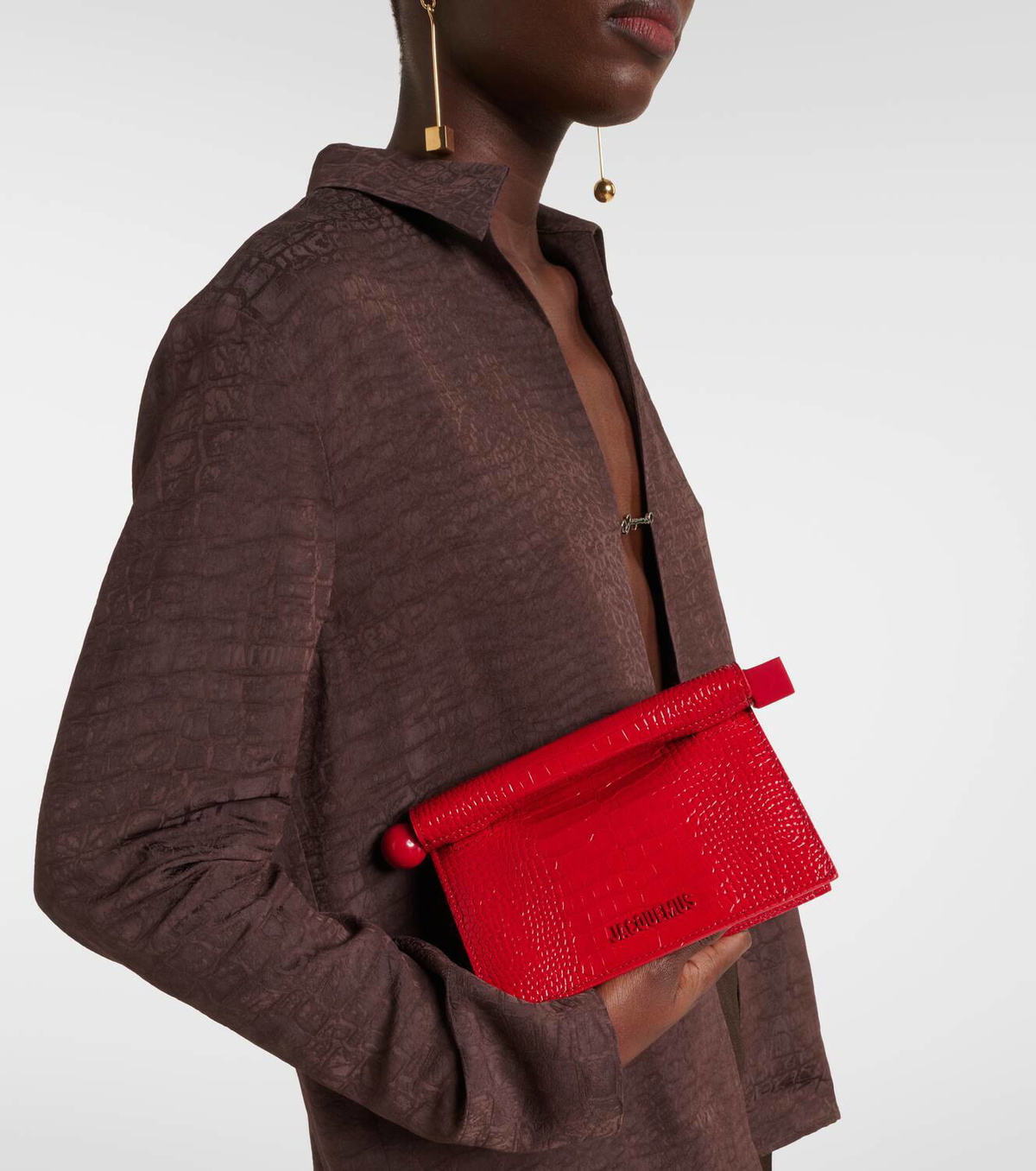 Jacquemus Rond Carré Small croc-effect leather clutch Jacquemus