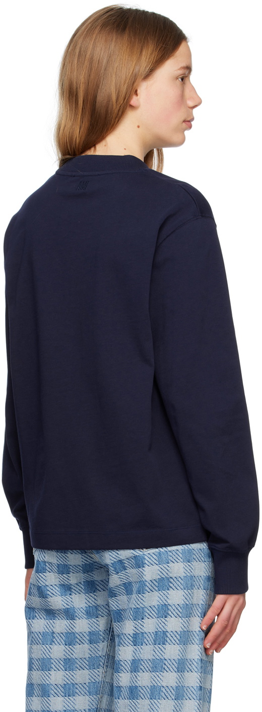 AMI Paris Navy Ami De Cœur Long Sleeve T-Shirt