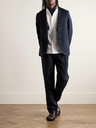 De Bonne Facture - Essential Unstructured Linen Suit Jacket - Blue