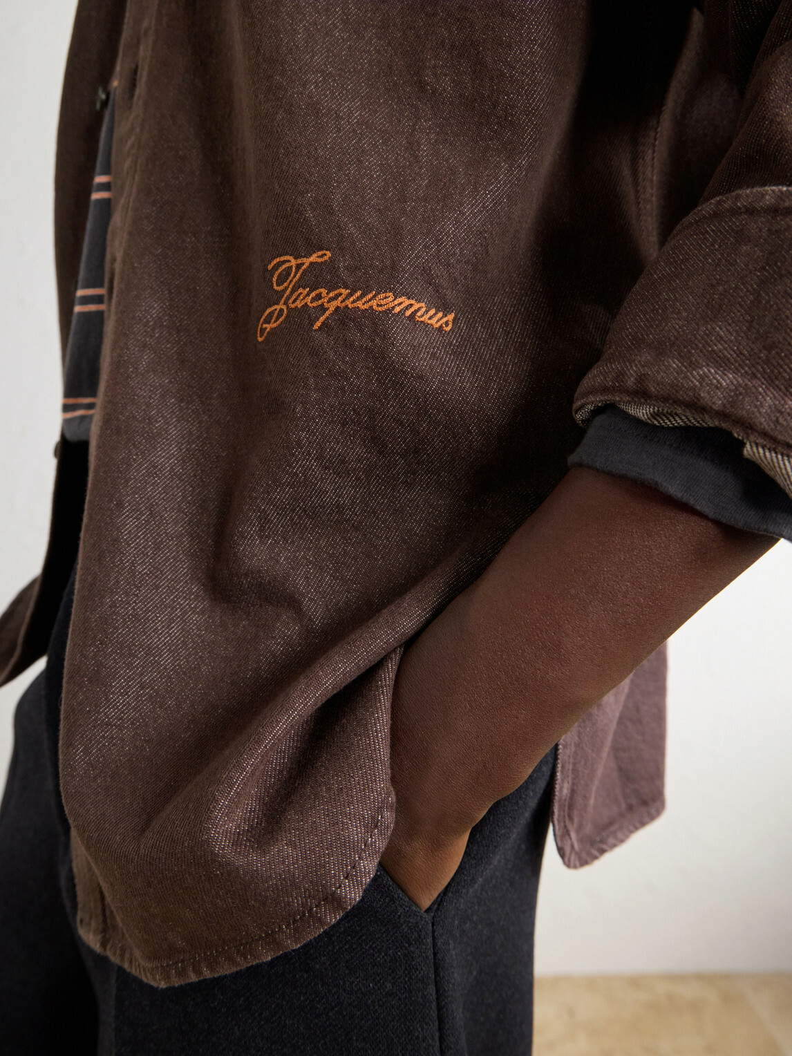 Jacquemus - Simon Logo-Embroidered Denim Shirt - Brown