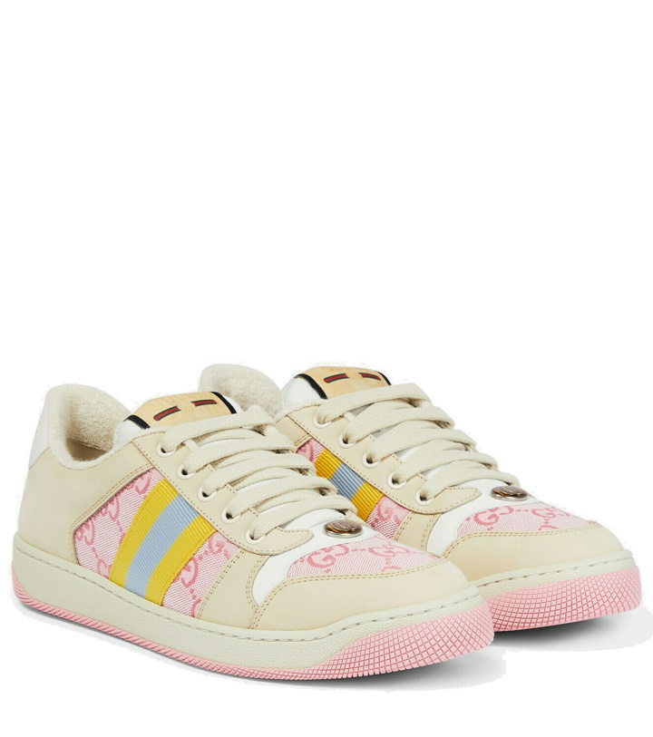 Photo: Gucci - Screener leather-trimmed canvas sneakers