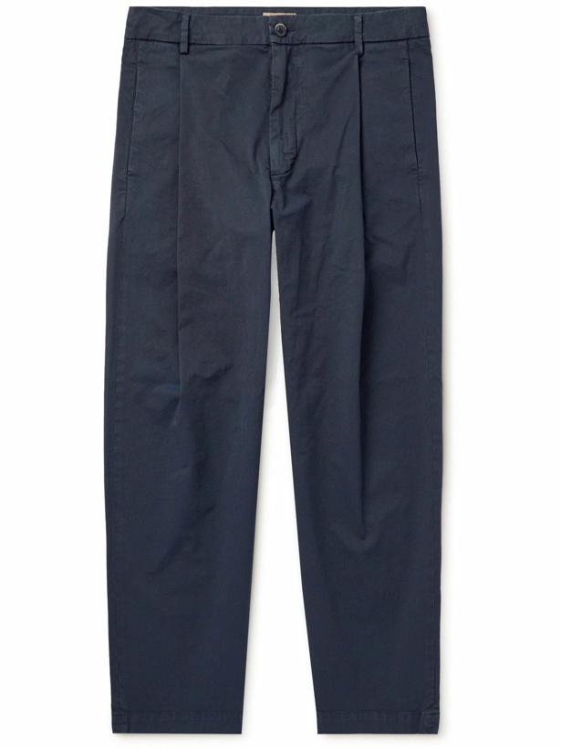 Photo: Barena - Straight-Leg Pleated Garment-Dyed Stretch-Cotton Gabardine Trousers - Blue