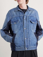 Sacai - Denim and Nylon-Twill Bomber Jacket - Blue
