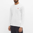 Comme des Garçons Play Men's Long Sleeve Red Heart T-Shirt in White