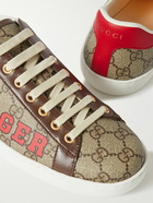 GUCCI - New Ace Printed Monogrammed Coated-Canvas Sneakers - Brown