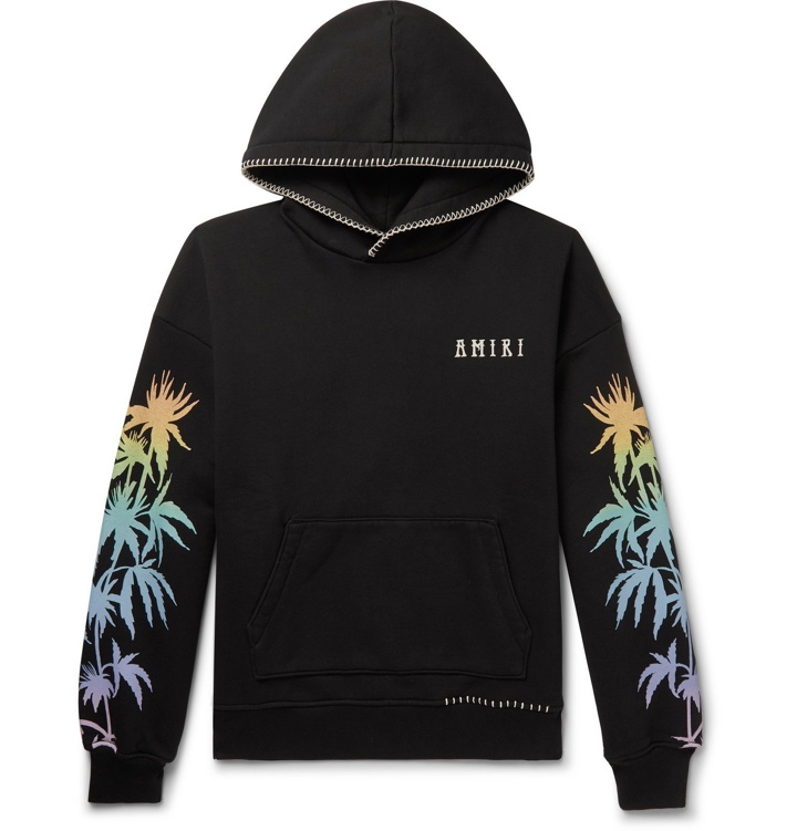 Photo: AMIRI - Oversized Embroidered Printed Cotton-Jersey Hoodie - Black