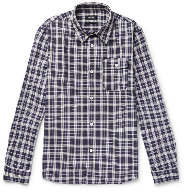 Photo: A.P.C. - Sterling Checked Twill Shirt - Men - Navy