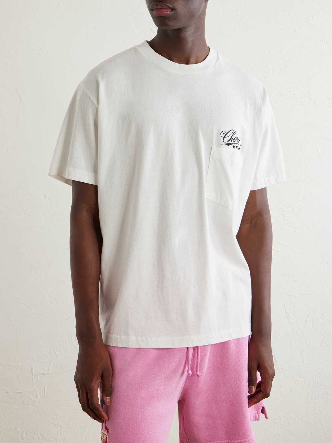 Cherry Los Angeles - Logo-Embroidered Cotton-Jersey T-Shirt - Neutrals