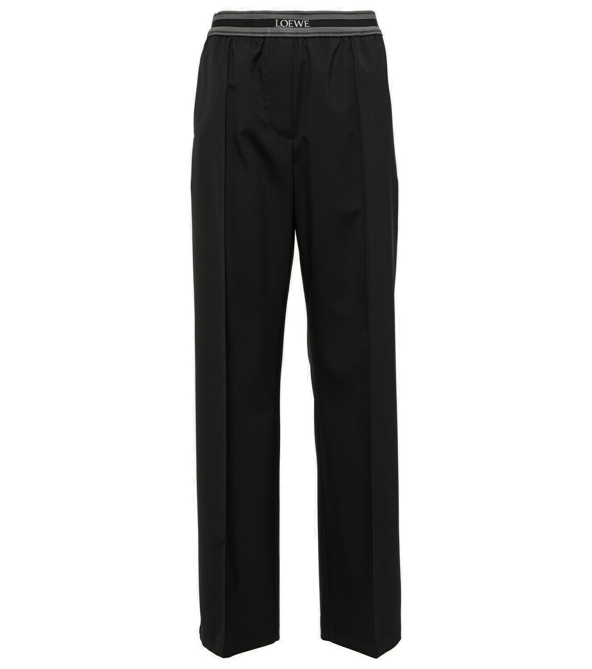 LOEWE Wool cropped wide-leg pants ワイドレッグ パンツ ロゴ Wool cropped wide-leg pants in grey - Loewe | Mytheresa