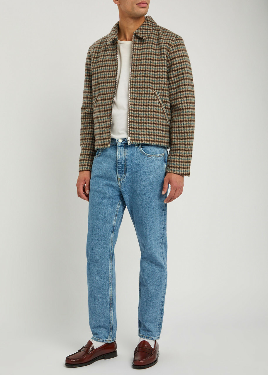 Won Hundred Dutton Houndstooth Brushed Wool-blend Jacket Brown