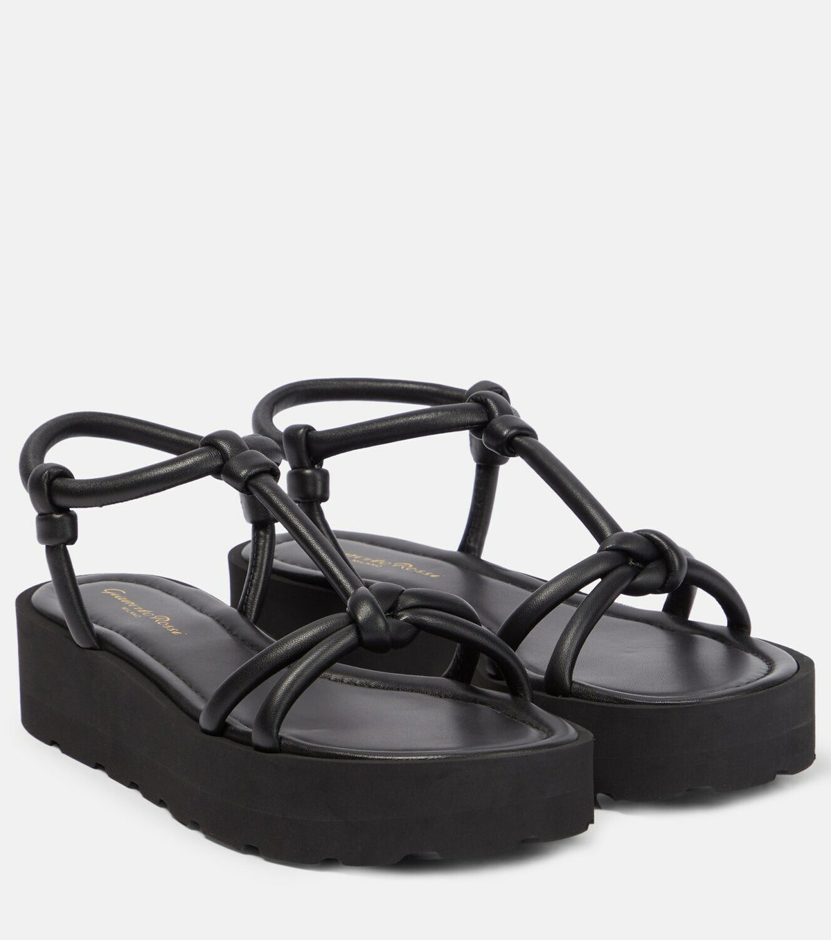 【Gianvito Rossi】 Knotレザー flatformサンダル GIANVITO ROSSI】Knot◇レザー◇フラットフォームサンダル