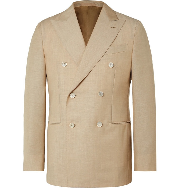 Photo: Caruso - Aida Double-Breasted Wool and Mohair-Blend Suit Jacket - Brown