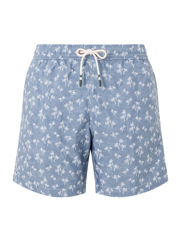 Photo: Hartford - Straight-Leg Printed Swim Shorts - Blue