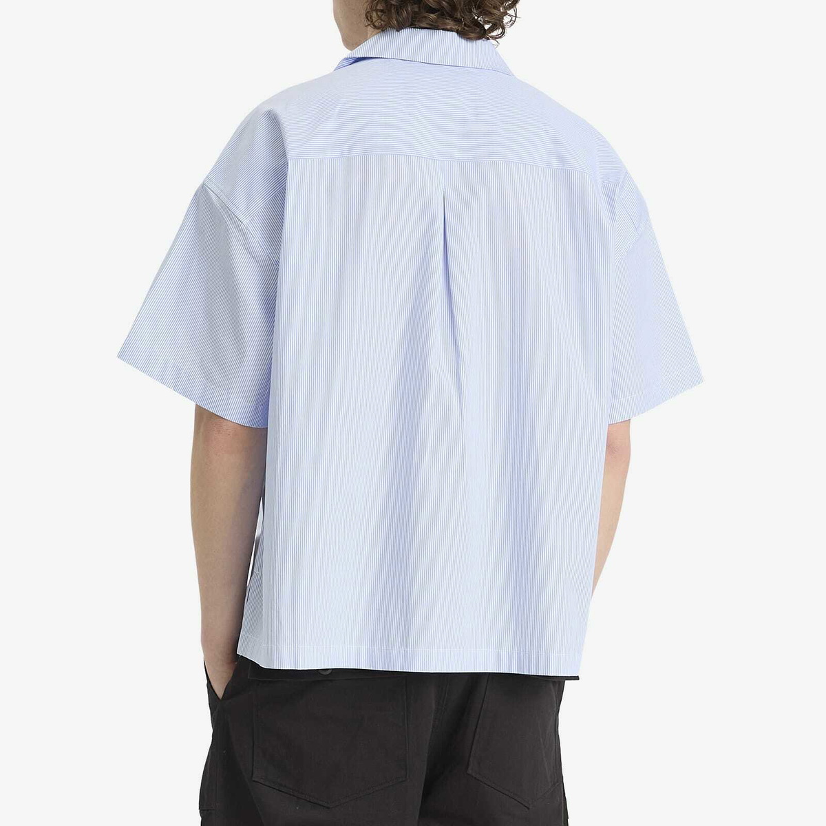 New Amsterdam Surf Association Men's WIJK Stripe Logo Shirt in White/Blue Stipres