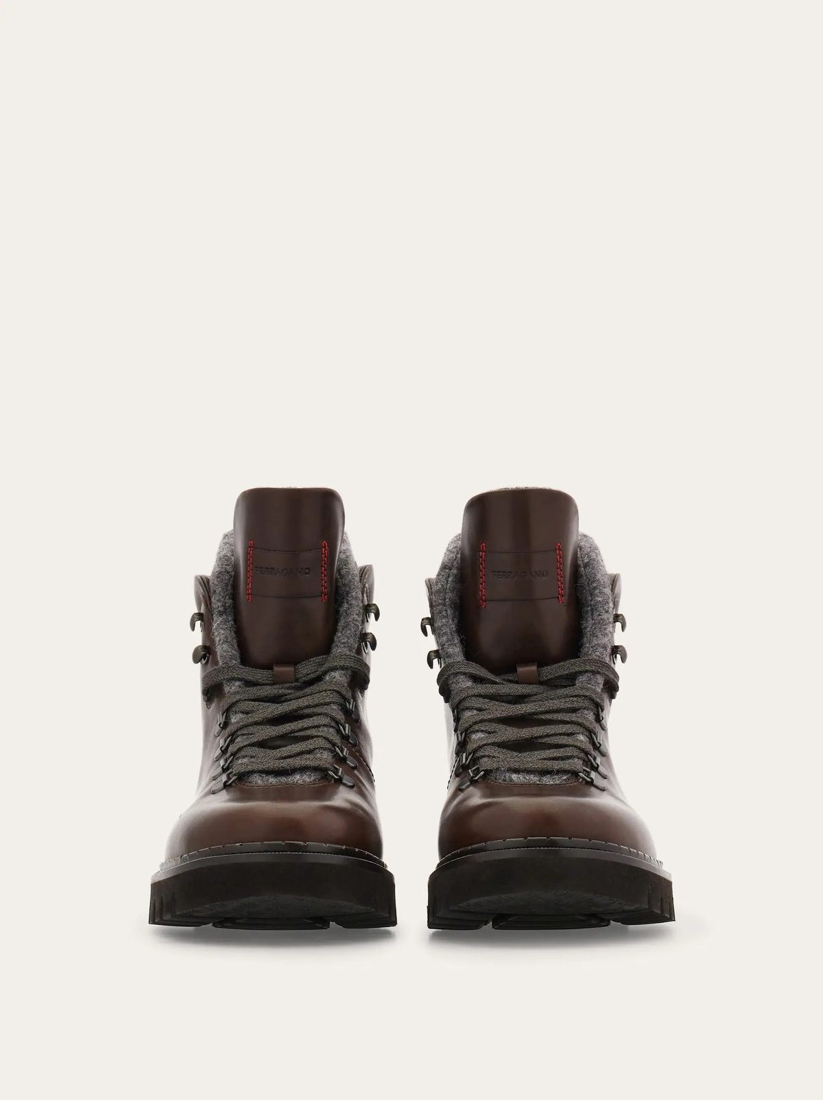 Ferragamo Mens Wool lined utility boot in Brown