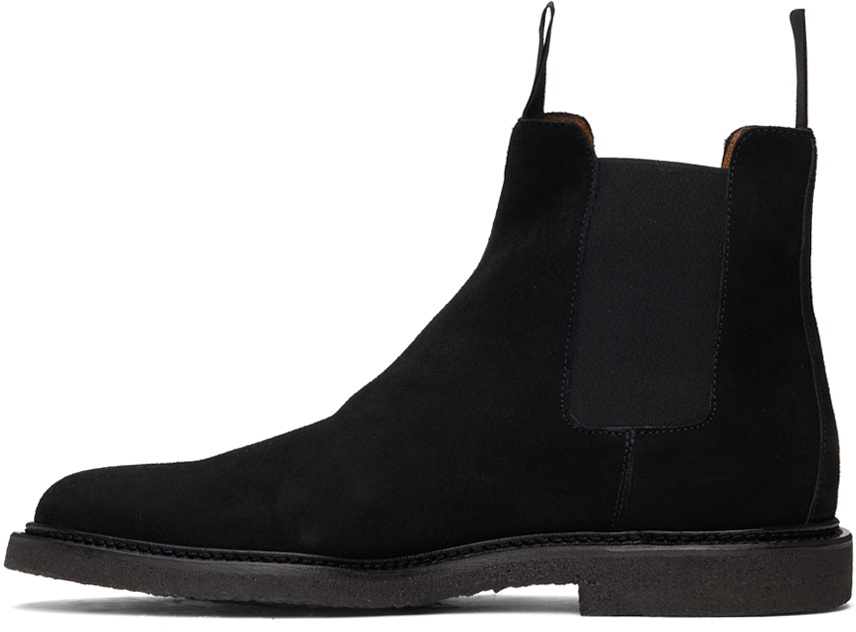 Common Projects Black Waxed Suede Chelsea Boots