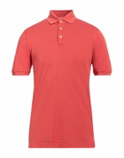 Fedeli Mens Polo shirt in Tomato red