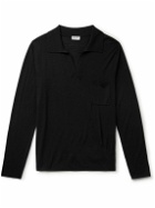 SAINT LAURENT - Logo-Embroidered Wool Polo Shirt - Black