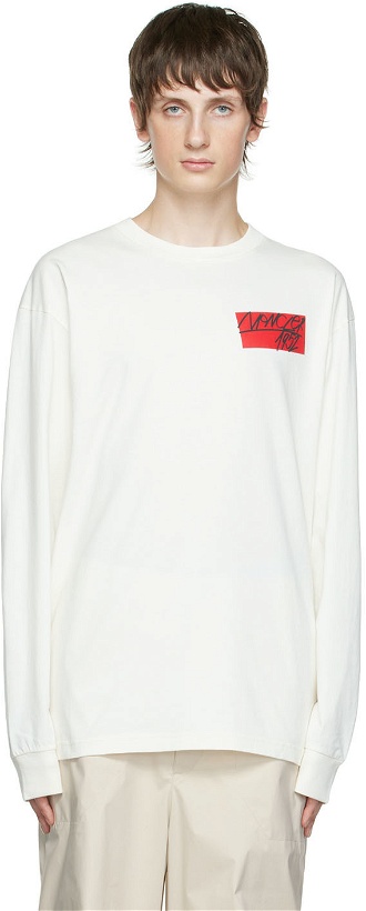 Photo: Moncler Genius 2 Moncler 1952 Off-White Printed Long Sleeve T-Shirt