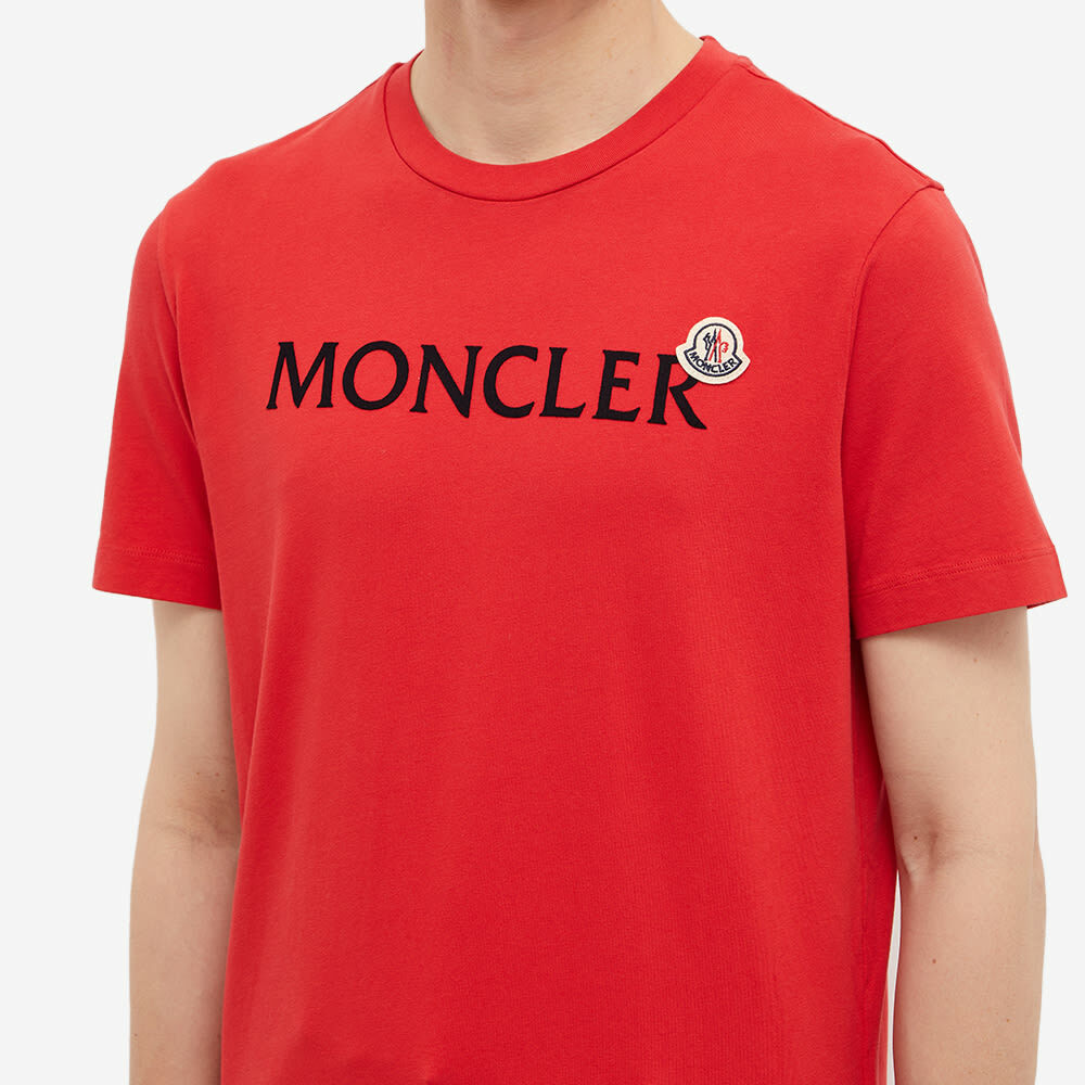 Moncler Men's Text Logo T-Shirt in Red Moncler