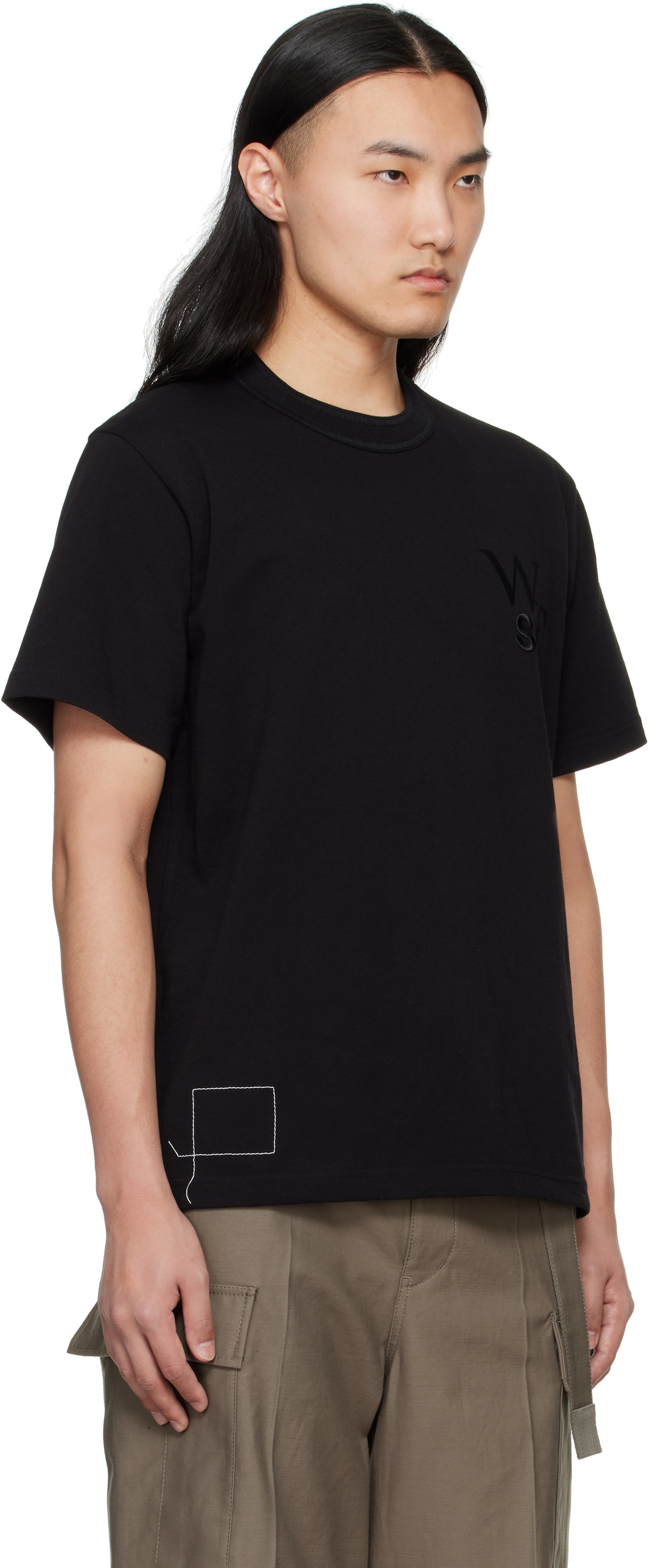 WTAPS x sacai Flock Print T-Shirt サカイ sacai Black WTAPS Edition Flock Print T-shirt Sacai