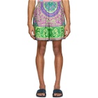 Versace Green and Multicolor Silk Shorts