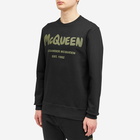 Alexander McQueen Men's Graffiti Logo Crew Sweat in Black/Khaki