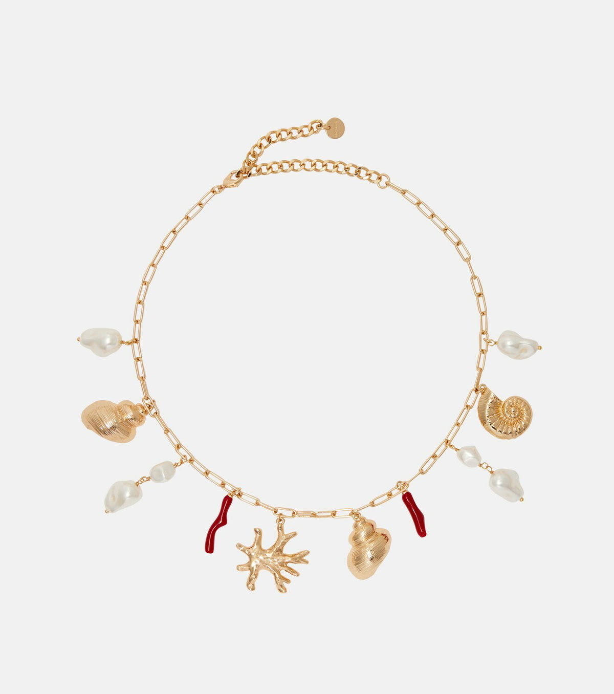 Self-Portrait Faux pearl-embellished charm necklace