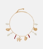 Self-Portrait Faux pearl-embellished charm necklace
