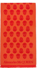 Alexander McQueen Reversible Orange Skull Scarf