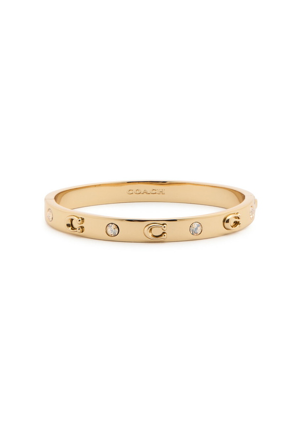 Photo: Coach Logo Crystal-embellished Bracelet - Gold - One Size