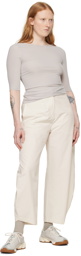 AMOMENTO Off-White Curved Leg Trousers