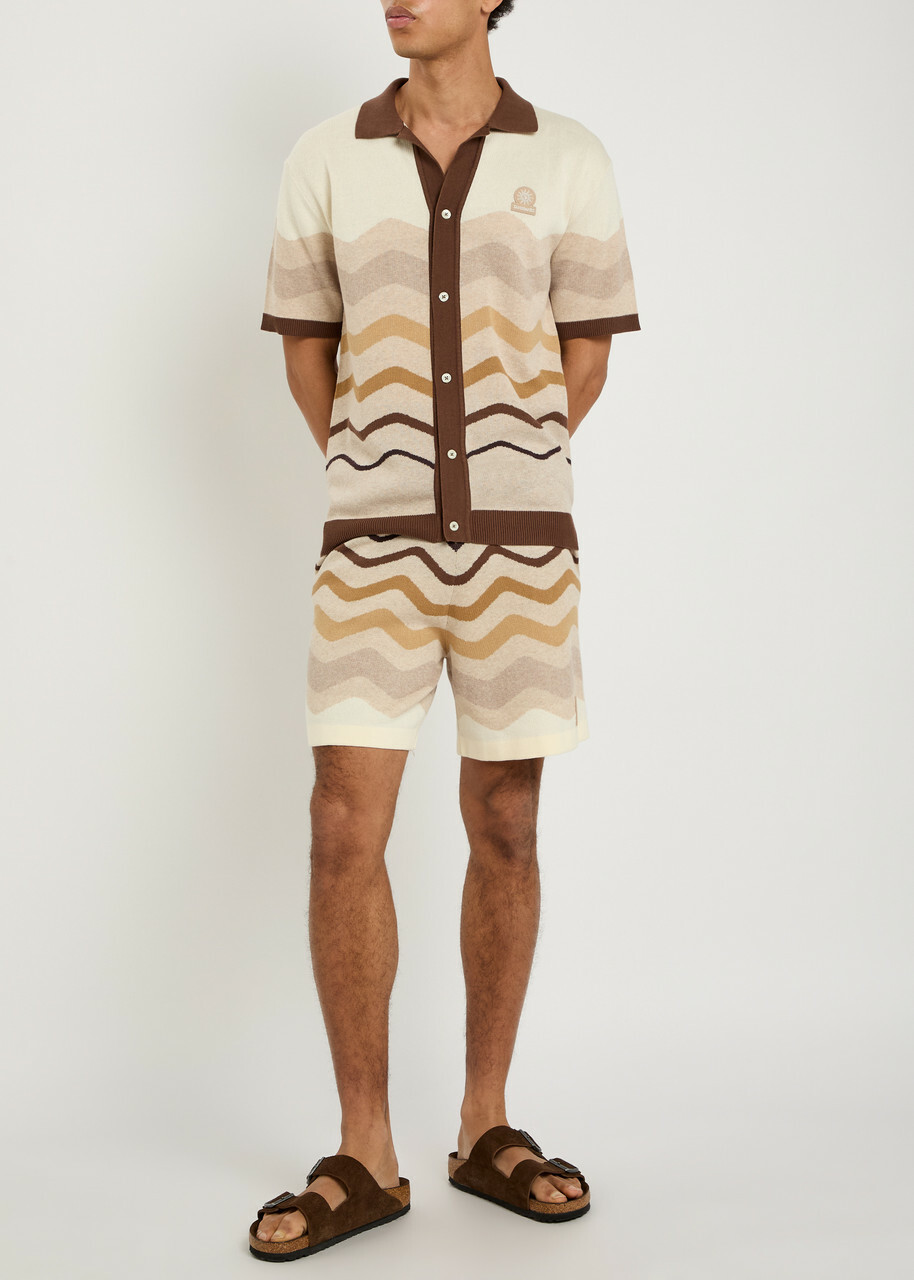 Sandbanks Striped Cotton Shorts Beige