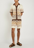 Sandbanks Striped Cotton Shorts Beige