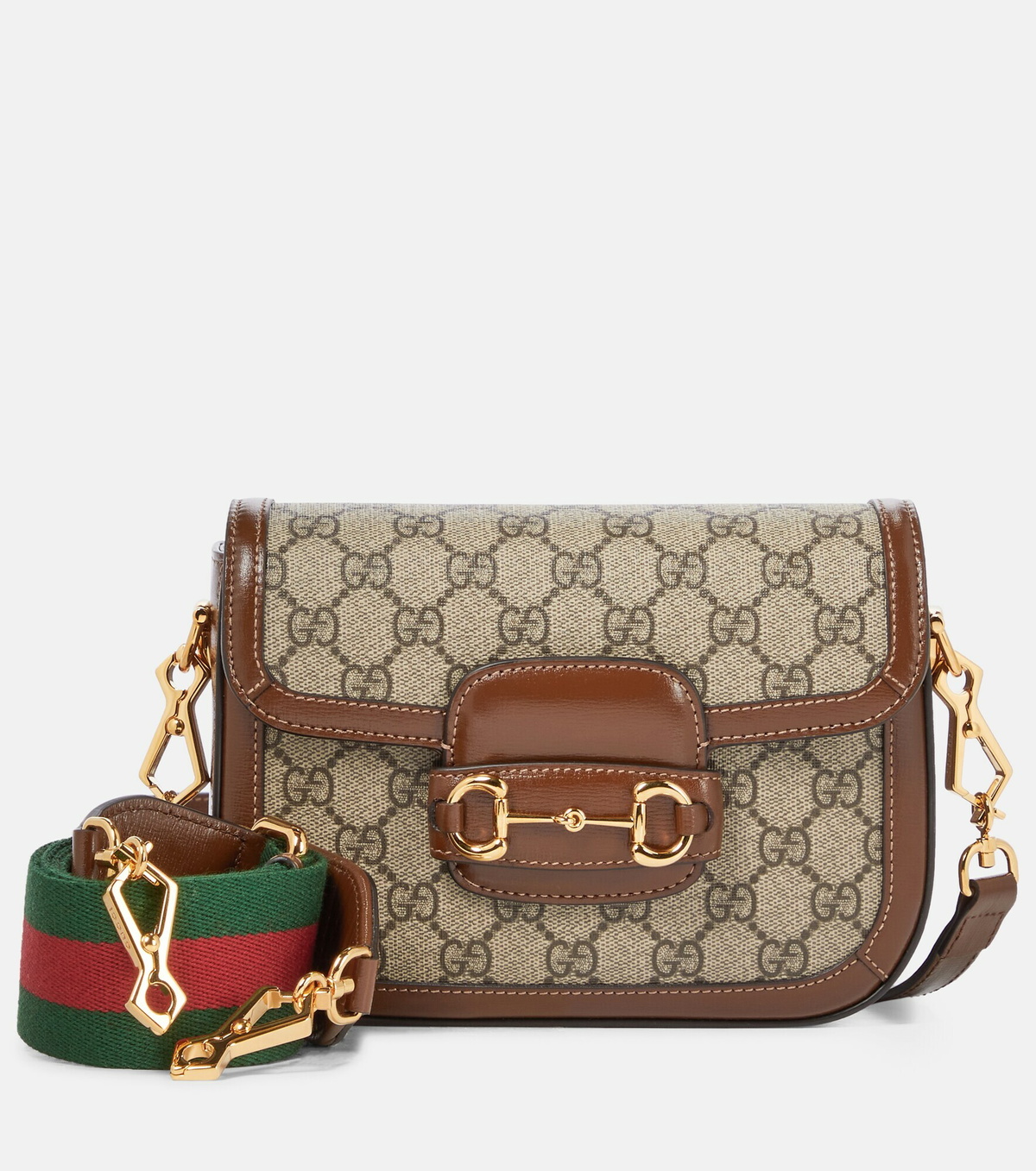 Gucci - Gucci Horsebit 1955 Mini leather-trimmed shoulder bag