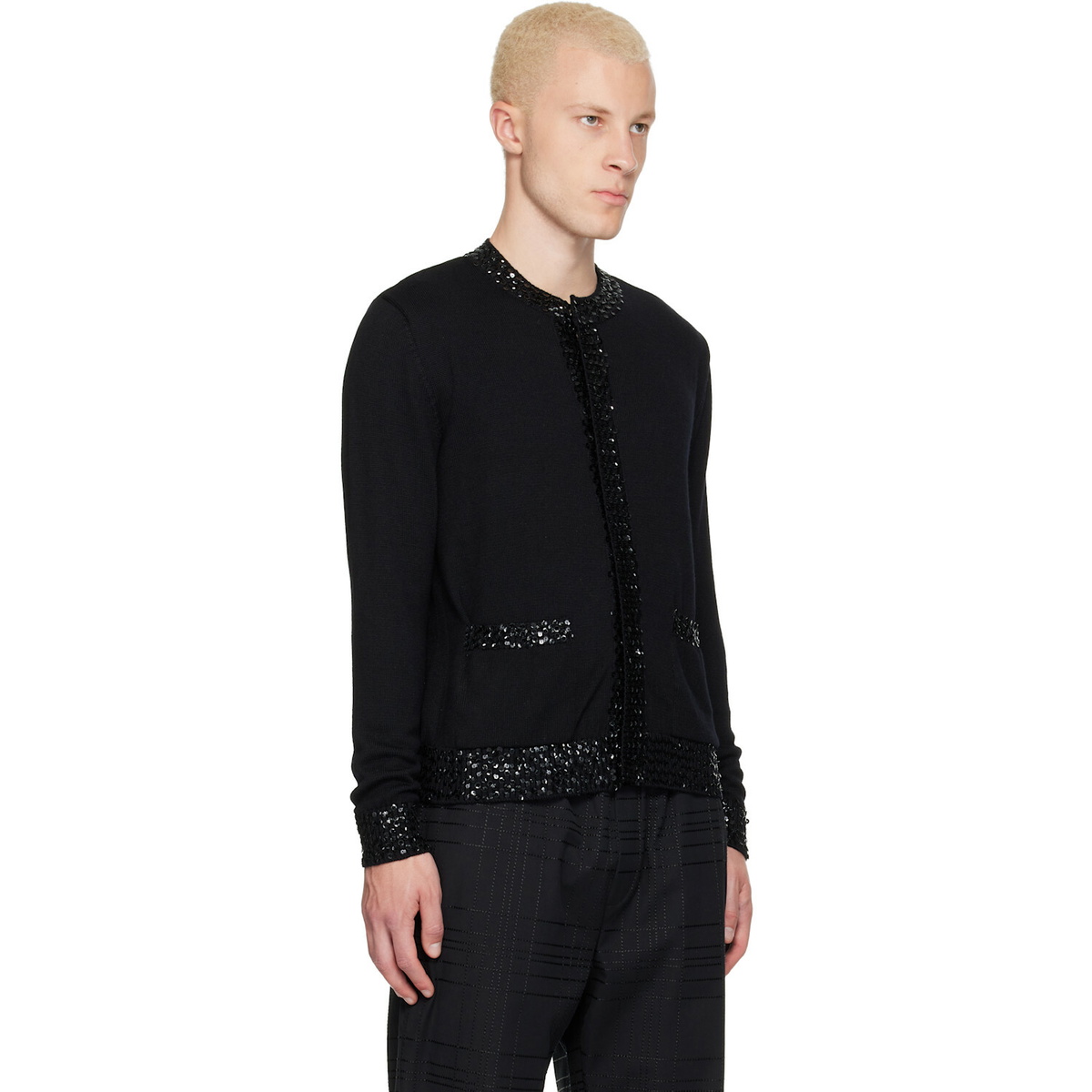 Ernest W. Baker Black Sequin Trim Cardigan