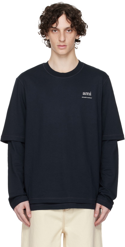 Photo: AMI Paris Navy Long Sleeves T-shirt