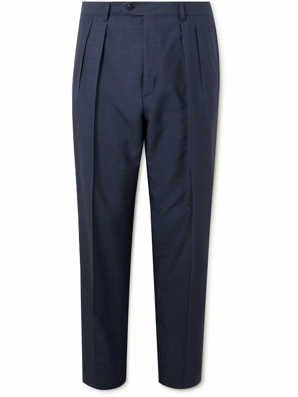 Photo: Brioni - Ischia Straight-Leg Pleated Silk Suit Trousers - Blue