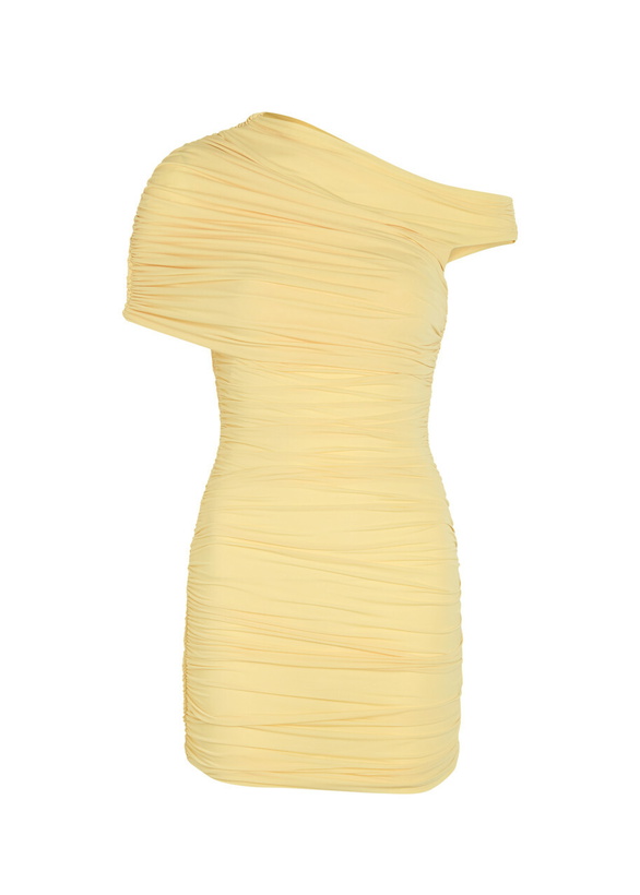 Photo: Ronny Kobo Cicilia Ruched Stretch-jersey Mini Dress Yellow
