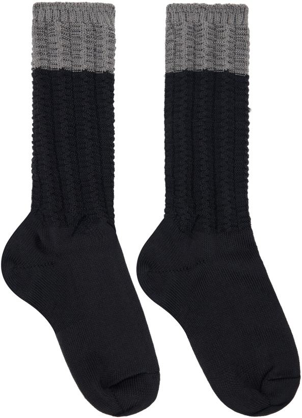 Photo: HOMME PLISSÉ ISSEY MIYAKE Black & Gray Churros Socks
