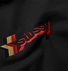 Stüssy - Logo-Embroidered Fleece-Back Cotton-Blend Jersey Hoodie - Black
