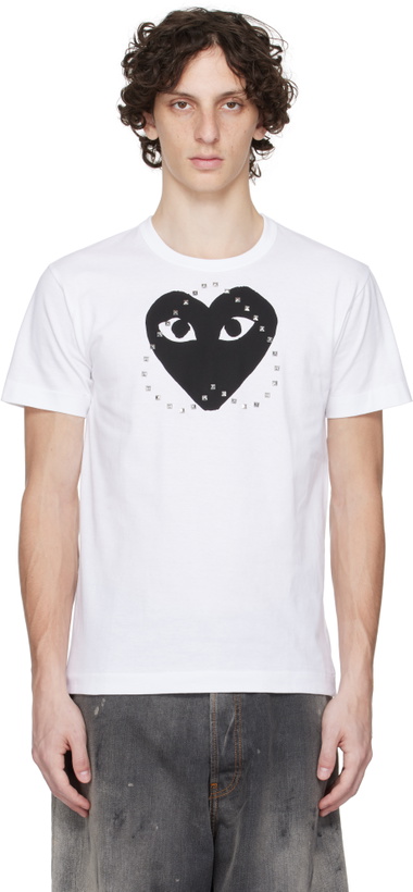 Photo: COMME des GARÇONS PLAY White Stud Print T-shirt