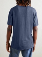 Officine Générale - Garment-Dyed Linen-Blend T-Shirt - Blue