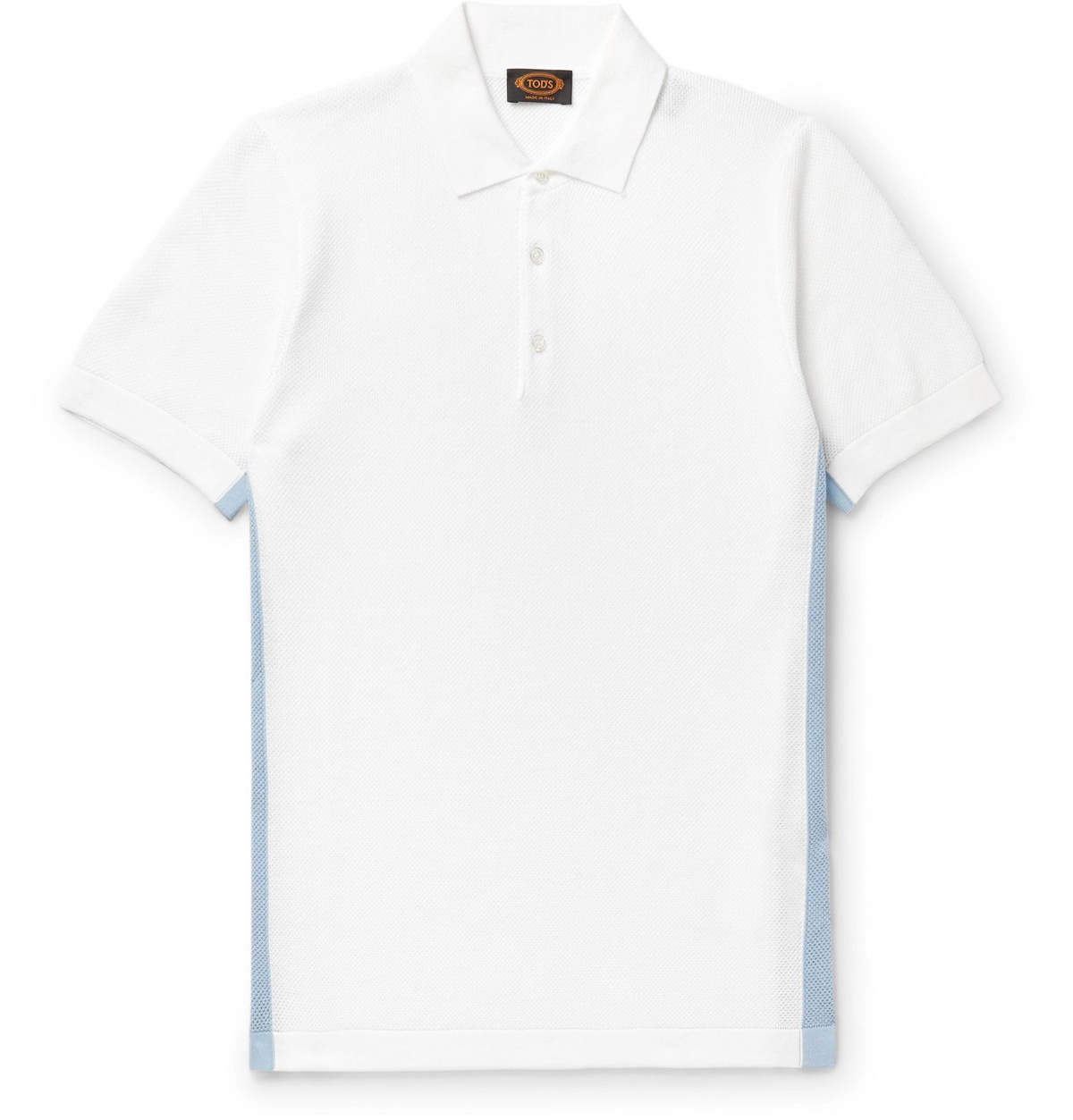 Photo: Tod's - Striped Cotton-Piqué Polo Shirt - White