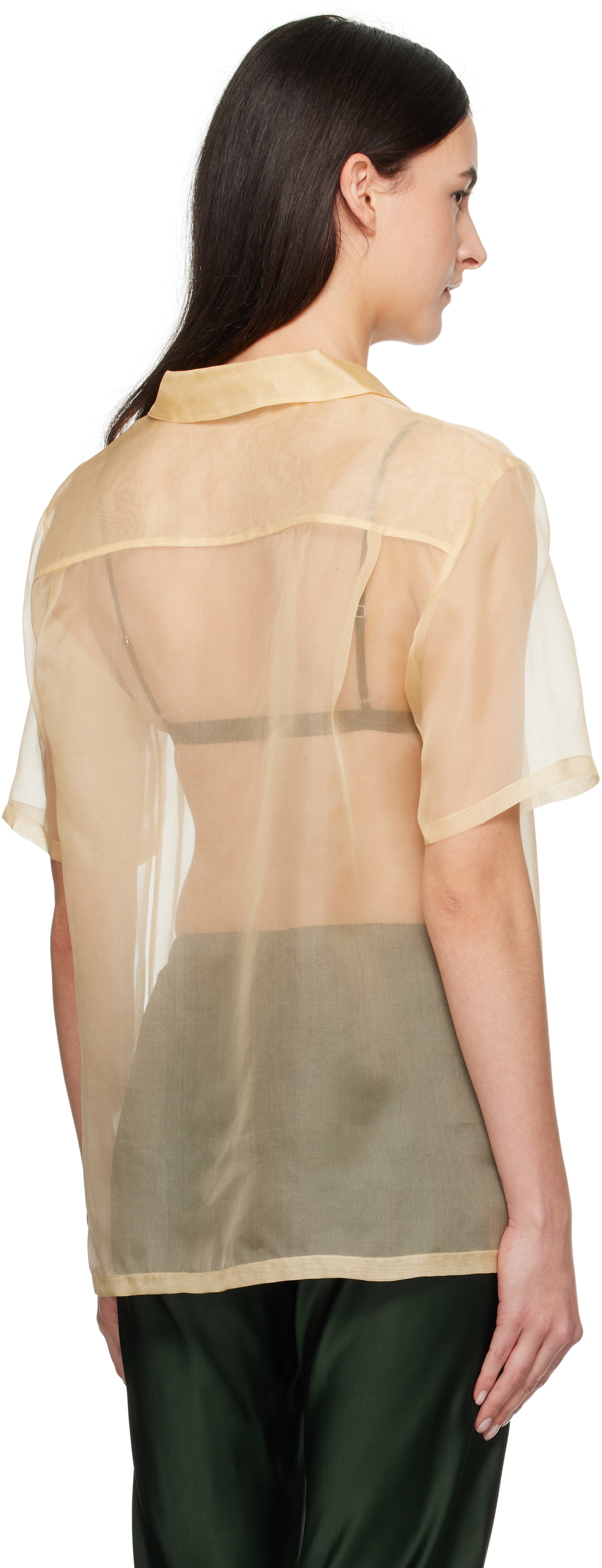 Silk Laundry Beige Organza Camp Shirt