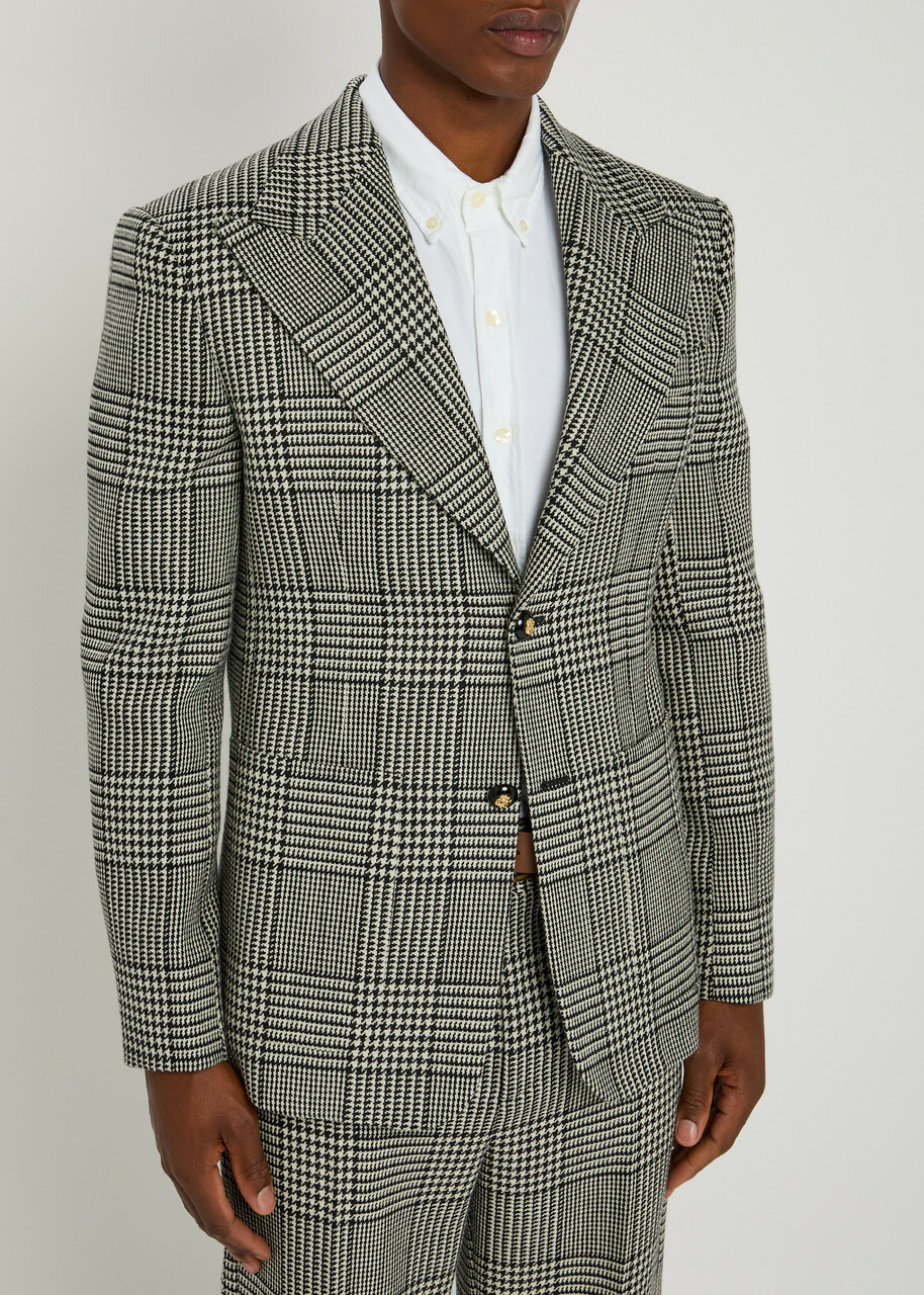 Valentino Garavani Macro houndstooth jacket 千鳥格子 Valentino Garavani Houndstooth-jacquard Wool Blazer