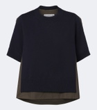 Sacai Knitted cotton and cashmere-blend top