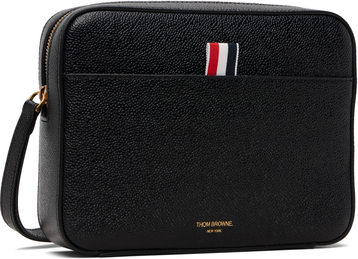 Thom Browne Black Pebble Grain Leather Pouch