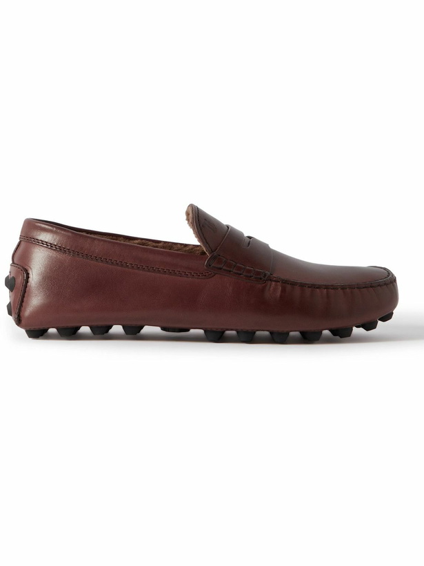 Photo: Tod's - Gommino Shearling-Lined Leather Driving Shoes - Brown